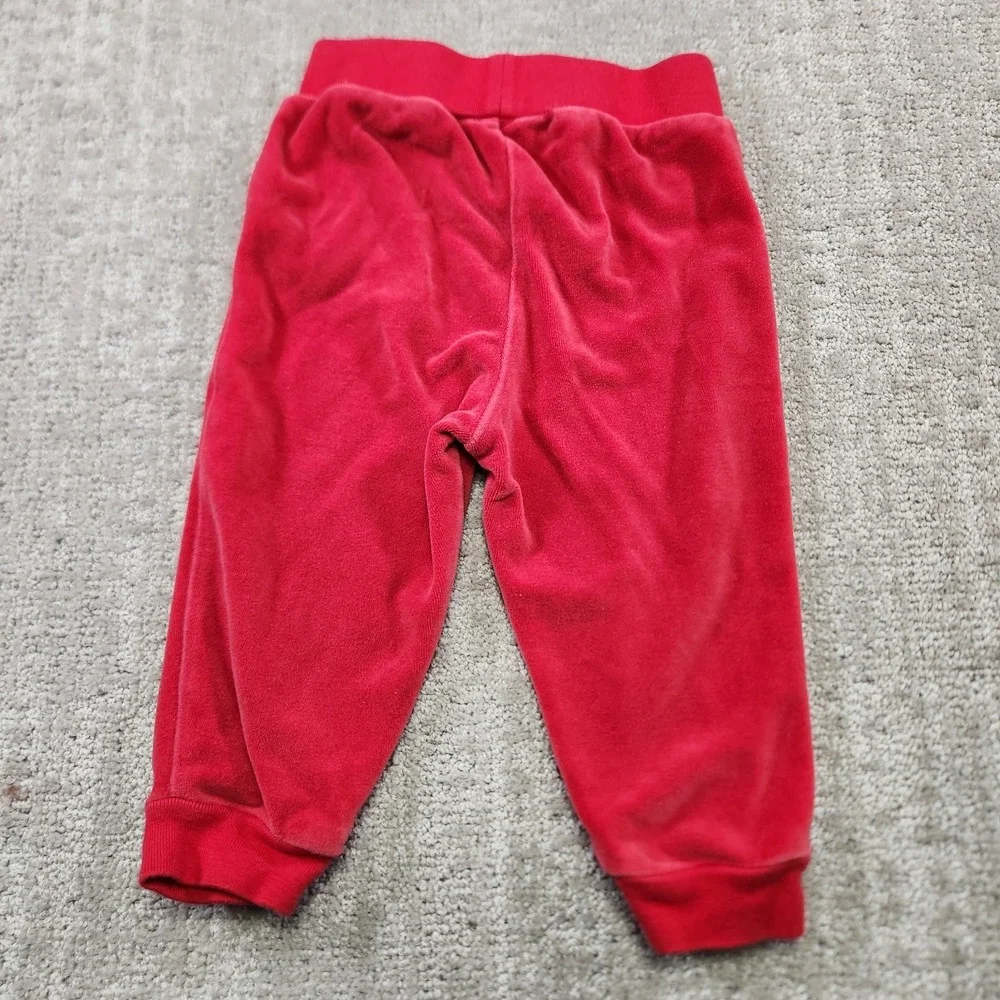 Ralph Lauren Track Suit Baby 12 Months Red Velour Hoodie Full Zip Joggers Infant
